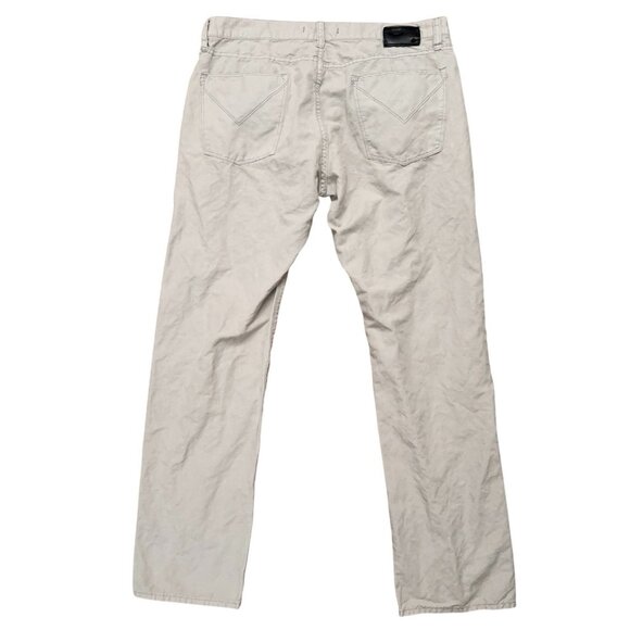 John Varvatos Pants Mens 34 Authentic Classic Straight Linen Cotton Blend Beige - Picture 2 of 8